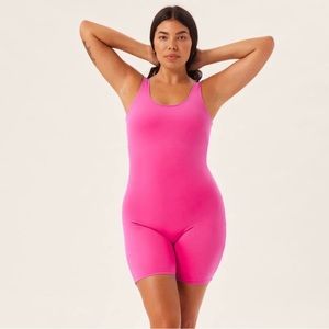 Girlfriend Collective -  CORAL Pink Bike body suit / Unitard - biking, cycling